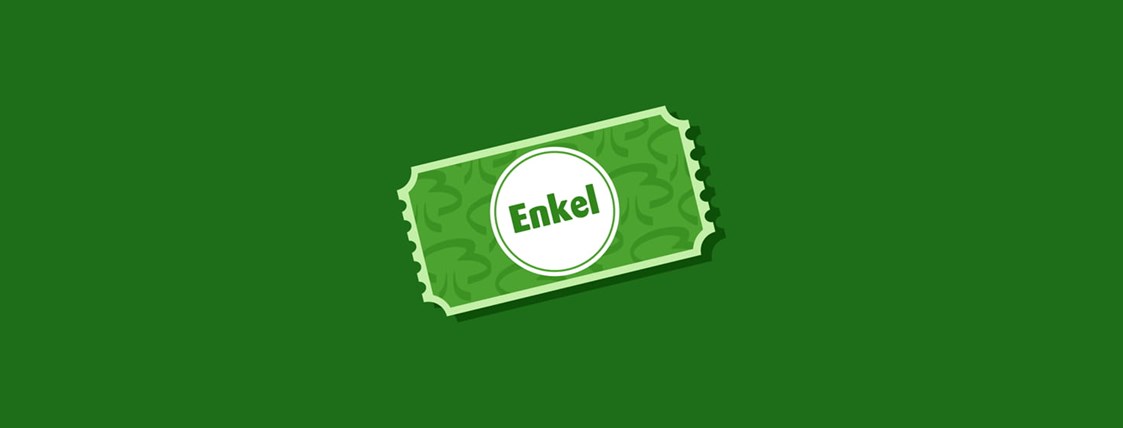 En illustrerad bild visar en biljett med ordet "Enkel".